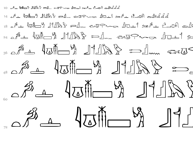 Pharaoh Glyph font waterfall
